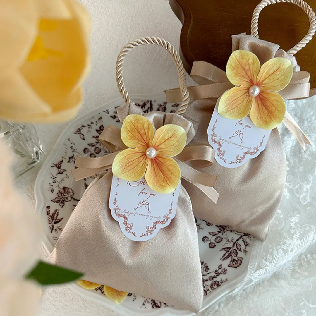 Wedding Candy Bag Silky Storage Bags Candy Box Drawstring Silky Satin Cloth Bag For Wedding Birthday Party Gift Packaging