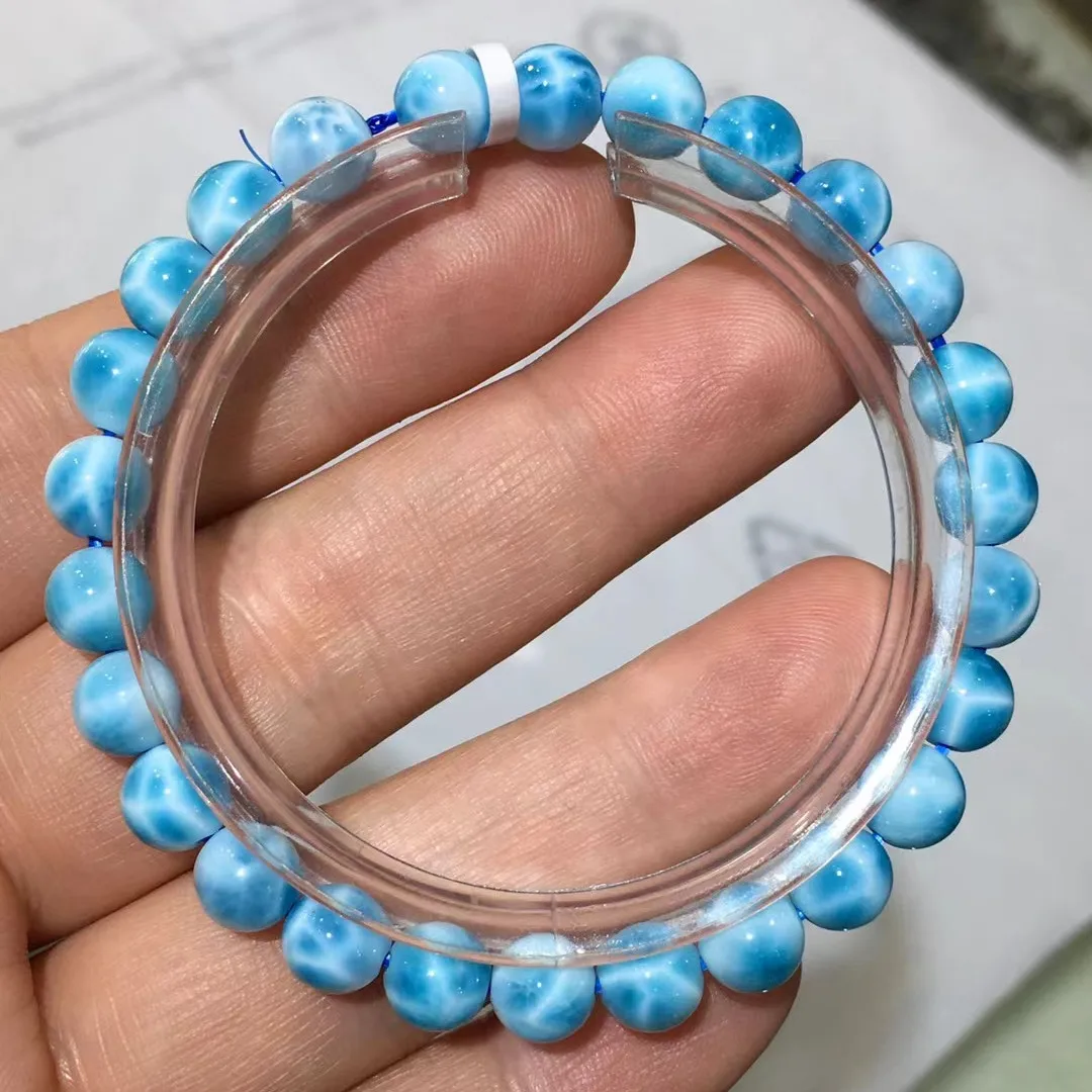 

Natural Blue Larimar Gemstone Beads Bracelet Women Men Pattern 7mm Size Round Beads Larimar Jewelry AAAAAA