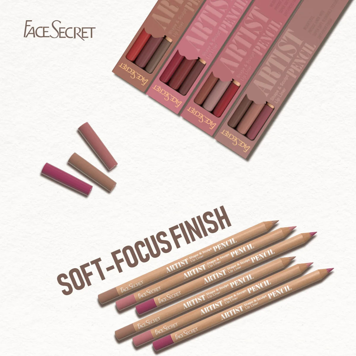 Face Secret 3 ชิ้น Long-Lasting Velvet Lip Liner Matte ลิปสติกกันน้ํา Perfect Gift สําหรับวันคริสต์มาส, Lip Liner Set
