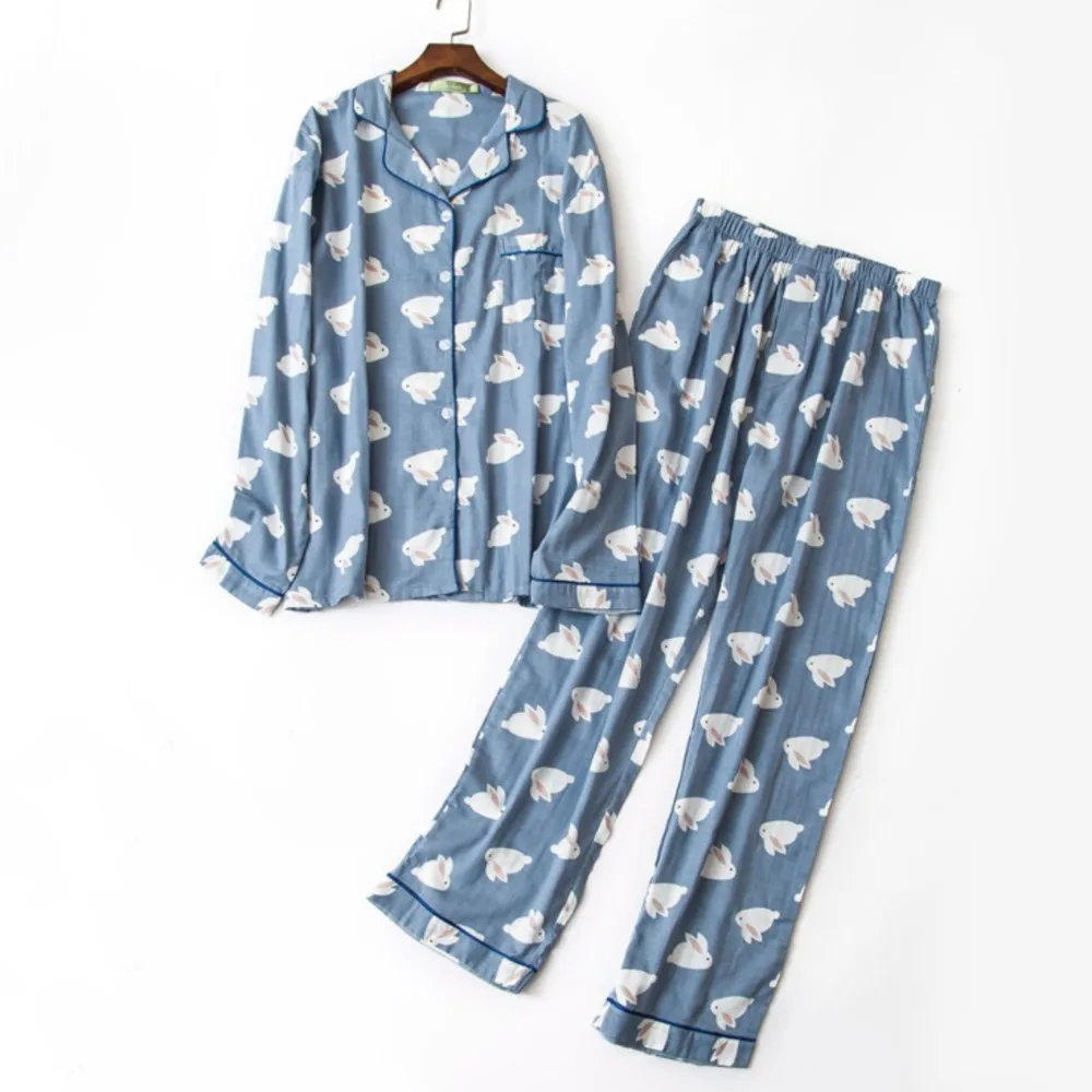 

Casual rabbit 100% gauze cotton pajama sets men plus size soft simple male pyjamas sleepwear pijamas plus size