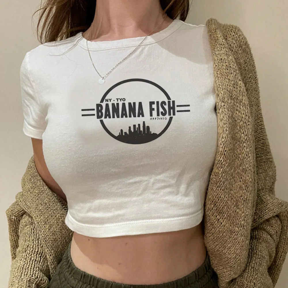 Banana Fish crop top gothic  harajuku gyaru shoujo girl style vintage  cute Fairy woman tshirt