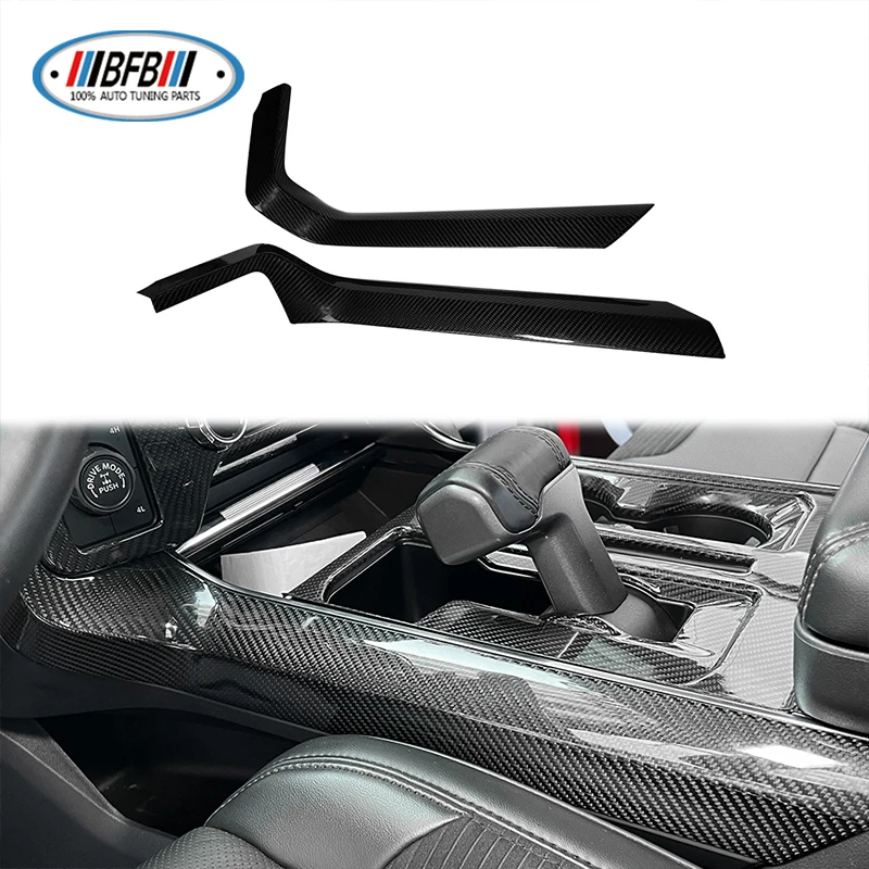 For Ford Raptor F-150 F150 2021+ Real Dry Carbon Fiber Gear Shift Side Panel Cover Trim Car Interior Decoration Accessories