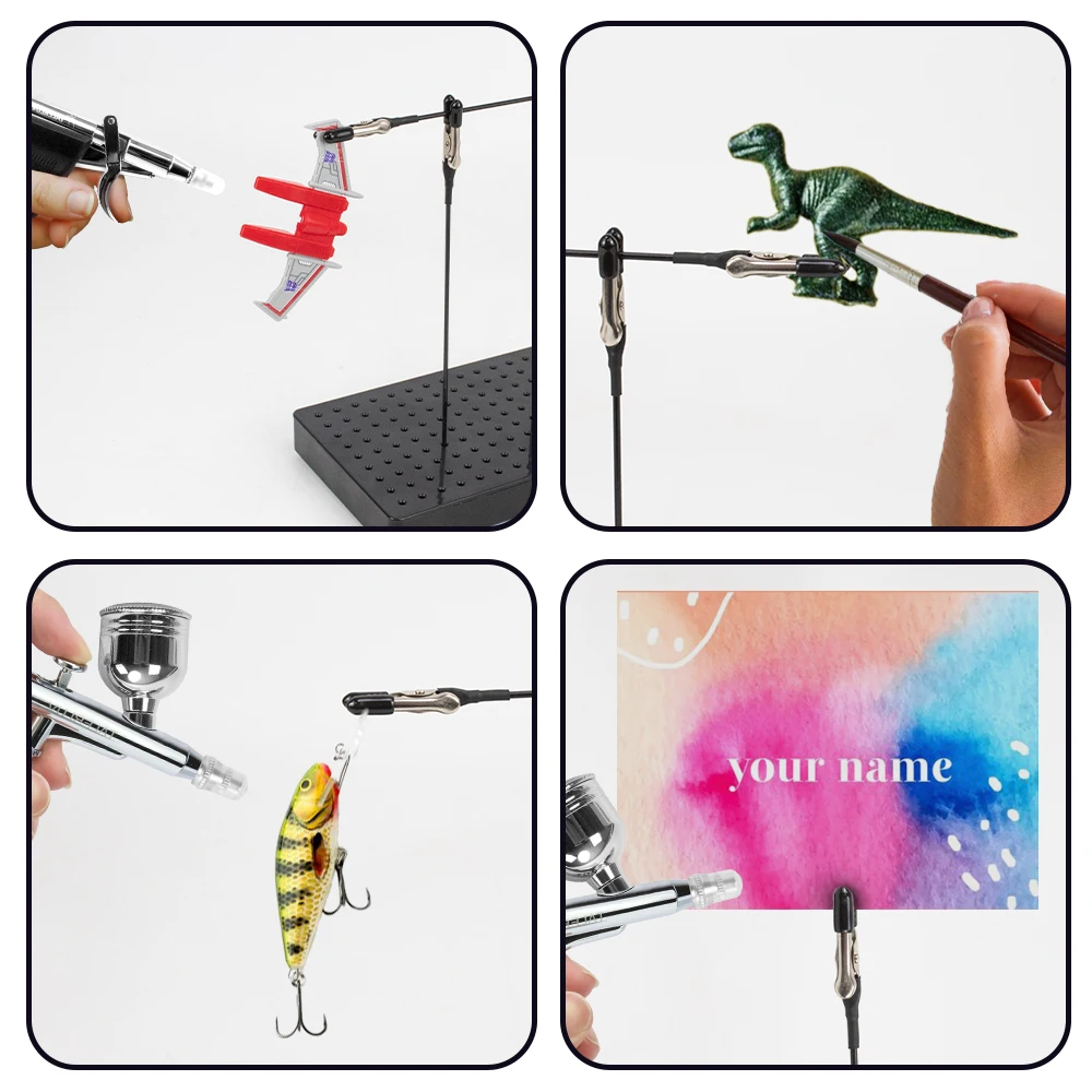 Model Painting Stand Base Holder with 20 Magnetic Alligator Clips Sticks Set Flexible Modeling Tools for Airbrush Model Crafting