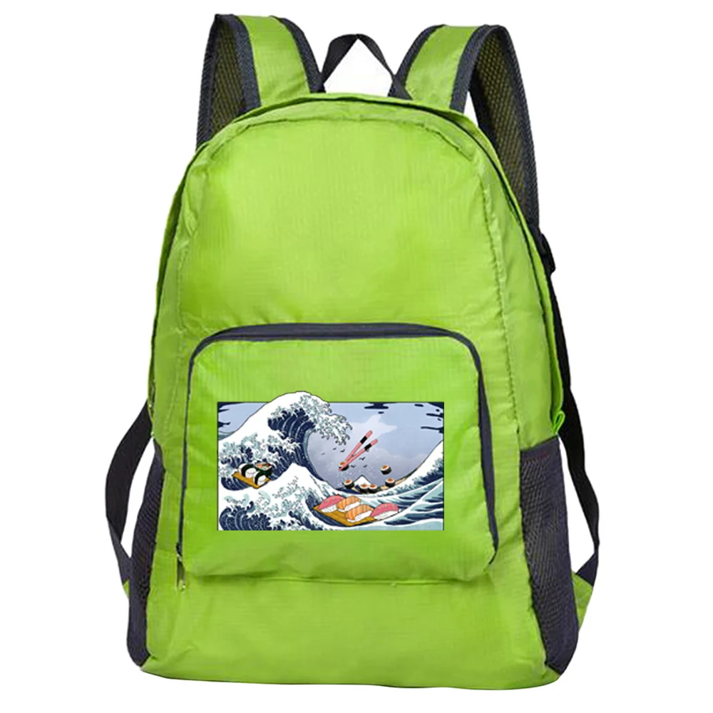 

Foldable Company Activity Outdoor Travel Bag Wave Print Skin Bag Men Women Portable Backpack Camping Organizer Hiking Daypack