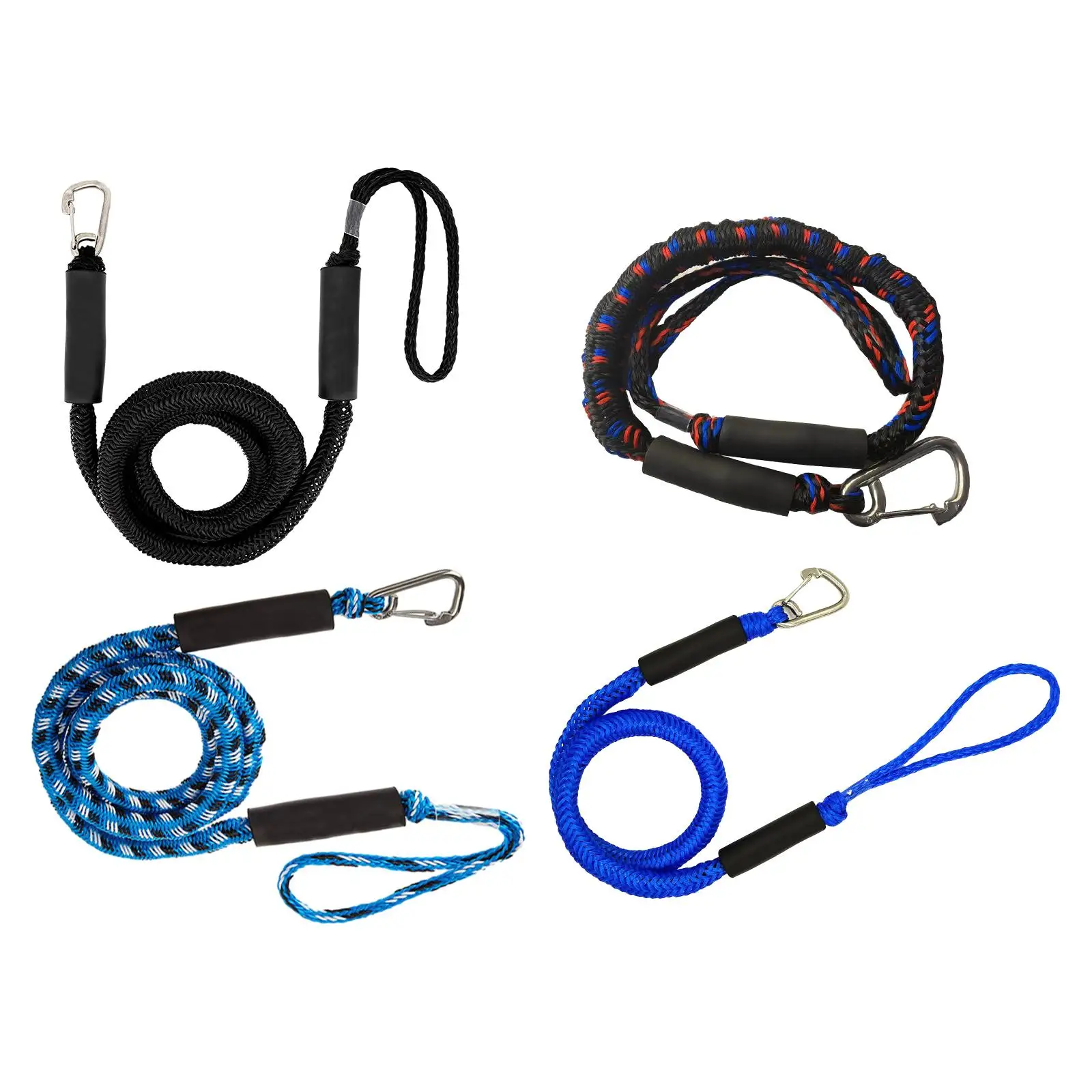 Boat Bungee Dock Line Portable 4 Feet with Stainless Steel Clip Boat Tie Down Ropes Docking String Dock Line Fittings