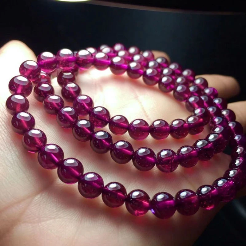 

Natural Purple Garnet 3 Laps Beads Bracelet Jewelry Women Men 5mm Purple Garnet Crystal Round Bead Healing stone AAAAAA