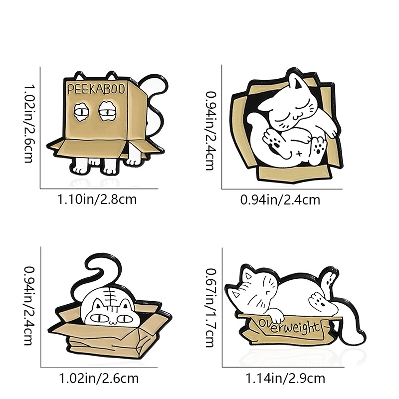 Cute Cartoon White Cat Enamel Brooch Creative Animal Carton Hide-and-seek Lapel Pin Badge Backpack Clothing Hat Accessories