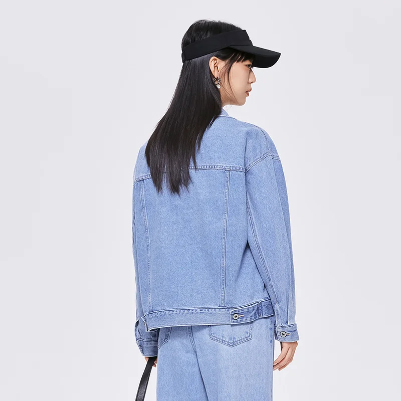 Imagem -06 - Cabolsa Curto Feminino Semir Denim Jaqueta Americana Solta para Senhoras Blusa Que Combina com Tudo para o Início do Outono Novo 2023