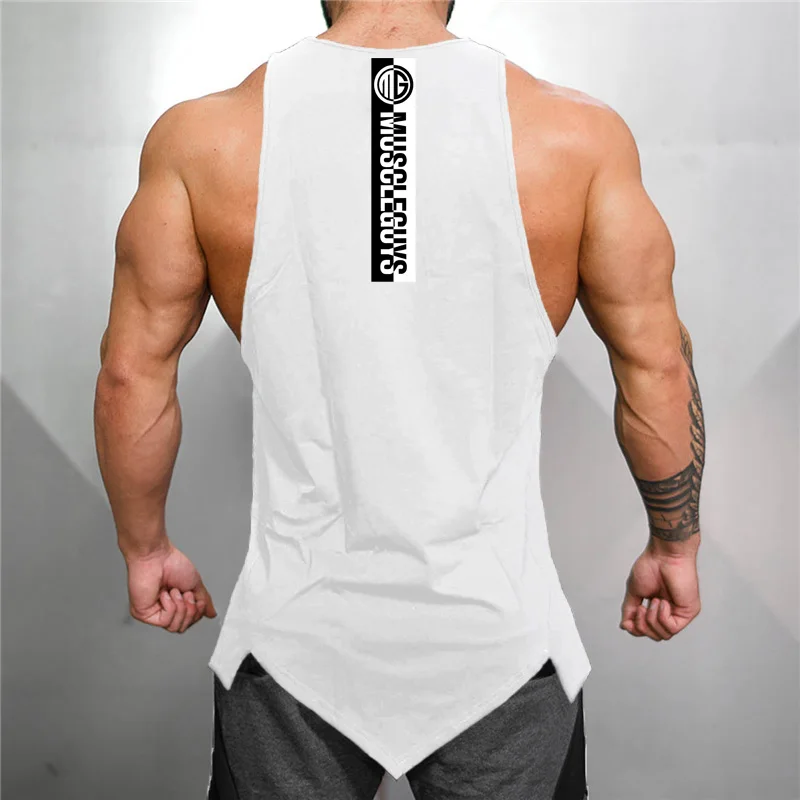 Men Cotton Summer Running Vests Breathable Sleeveless Shirts Human Skeleton Deadlift Barbell Gym Workout Jogging Tank Top Sports