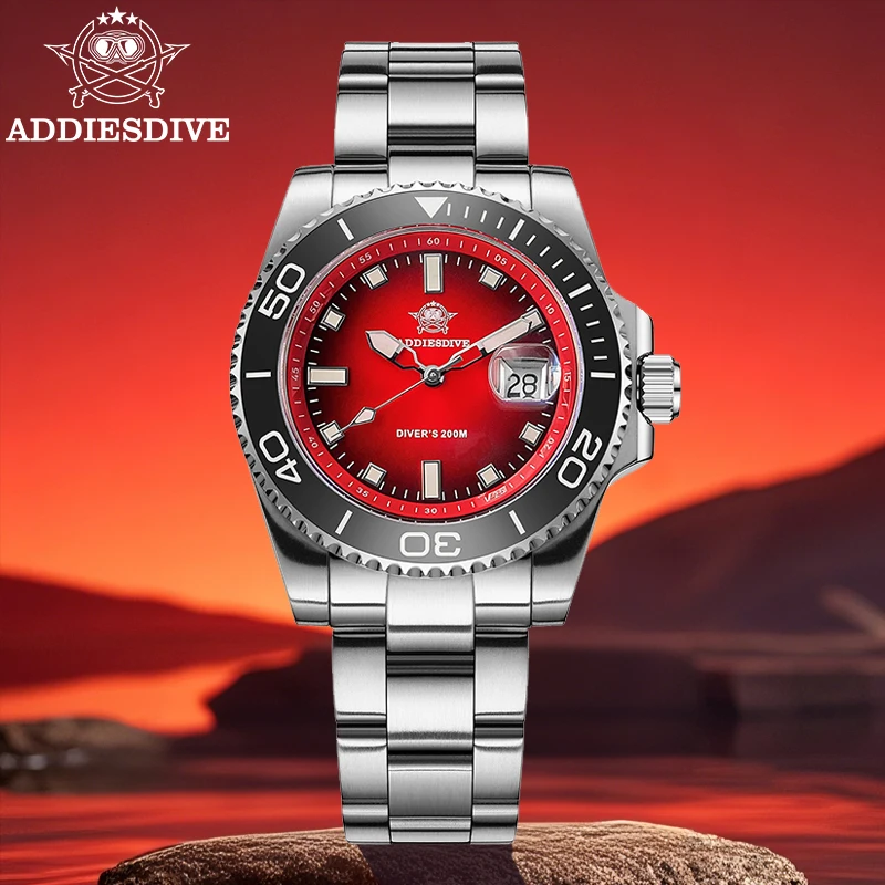 

ADDIESDIVE 41mm Men Watch Ceramic Bezel AR Coated Swim Waterproof 200m BGW9 Luminous 316L Stainless Steel New Diving Wristwatch