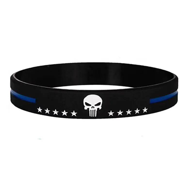 1Pcs/3Pcs USA flag American United states blue lives matter back the blue thin blue line Rubber Bracelet Silicone Wristband