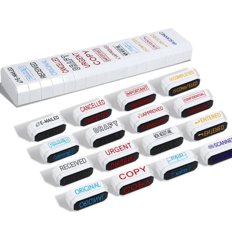 

16 piece office automatic sealing set, information fax scanning rubber stamp complete set of office supplies (mixed colors)