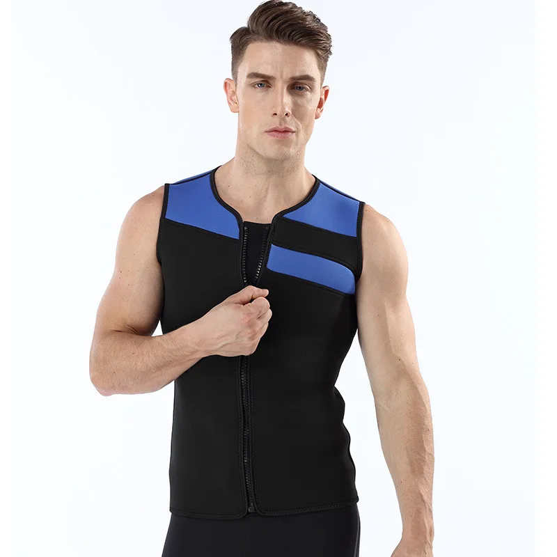 3MM Neoprene Wetsuit Vest Jacket Sleeveless Full Zipper Sunscreen Warm Wetsuits Top Mens for Cold Water Diving Surfing