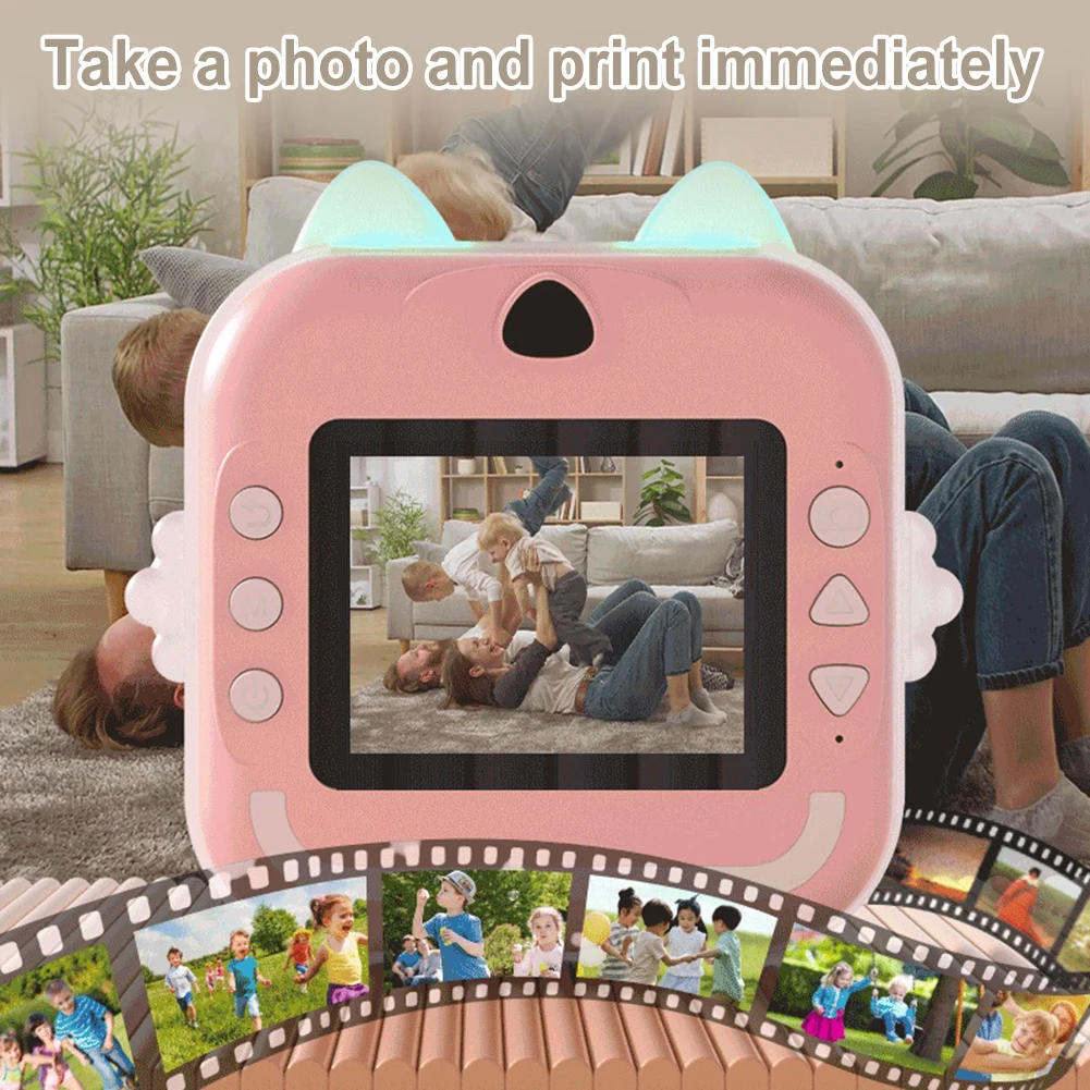 Caméra vidéo Portable 4 en 1, 1200mAh, Mini caméra à impression instantanée, écran IPS 2.4 pouces, caméra à impression thermique, cadeaux de noël et d'anniversaire