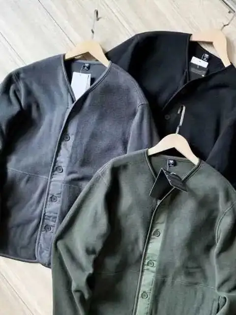 Men's Fleece Lined Open Cardigan Casual Lazy Style No Collar Button up Jacket Loose Versatile Warm Outerwear for Autumn Winter