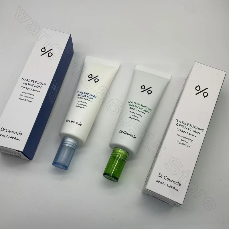شجرة الشاي ترطيب حمض الهيالورونيك واقية من الشمس 50 مل SPF50 عزل ضوء الأشعة فوق البنفسجية لحماية حروق الشمس واقية من الشمس قوية