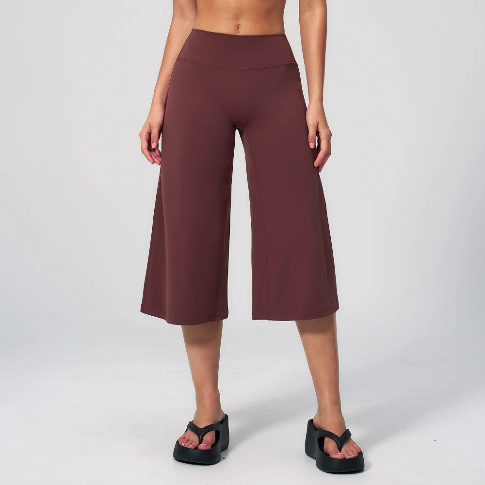 Yoga Clothes Mid Pants Women Wide Legs High Waist Fitness Pants Cycling Outdoor Leisure Sports Pants Quick Drying Wide-leg Pants image 4