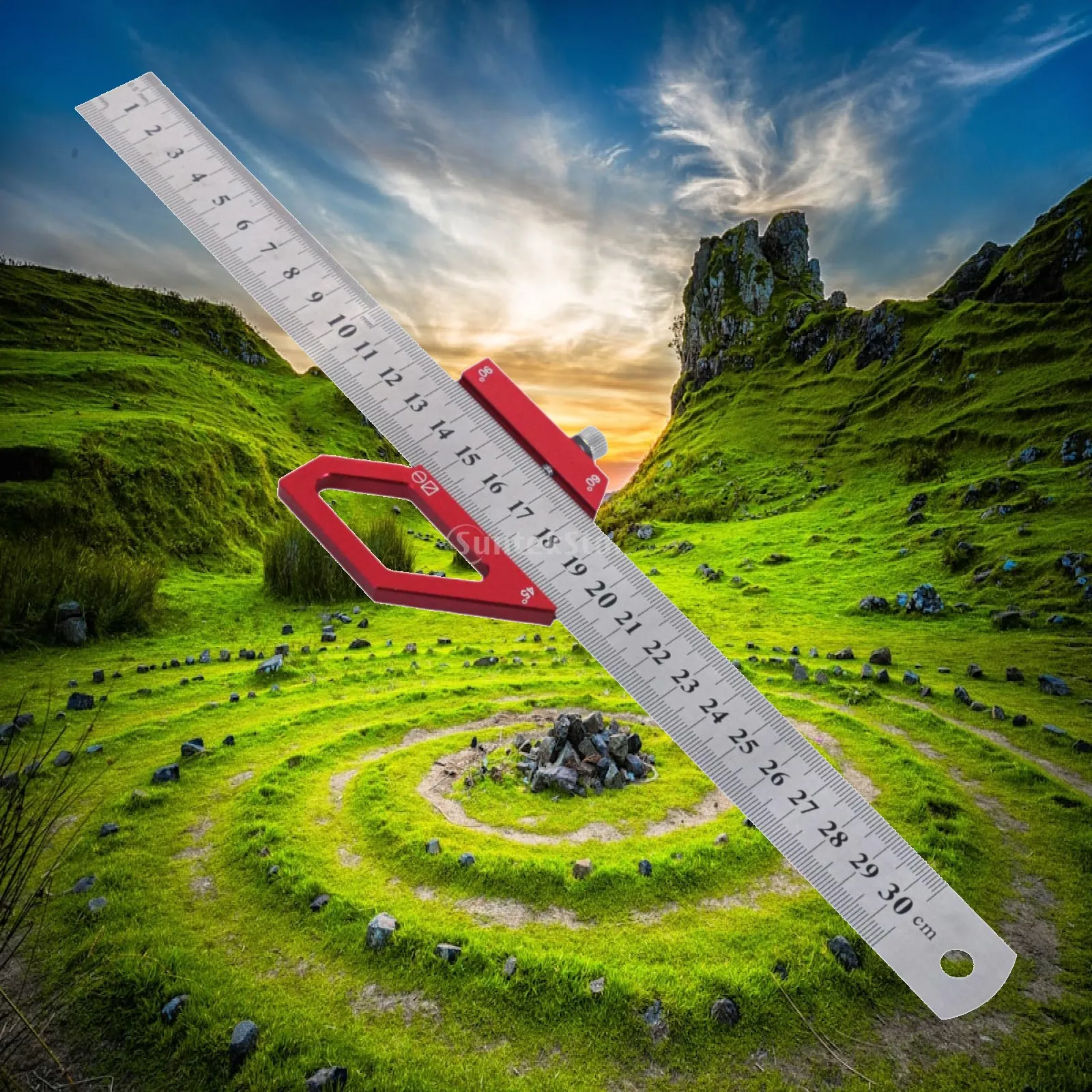Geometric Measuring Marking Ruler Adjustable Angle Scriber Multifunction Line Drawing Gauge Portable for Wood Carpentry