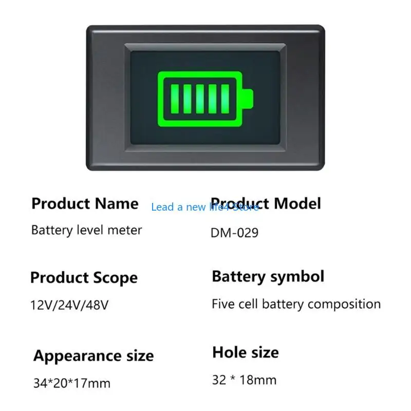 Y55E Indicador capacidade da bateria DC5-50V Ácido chumbo Lithium LIFEPO4 Voltímetro motocicleta
