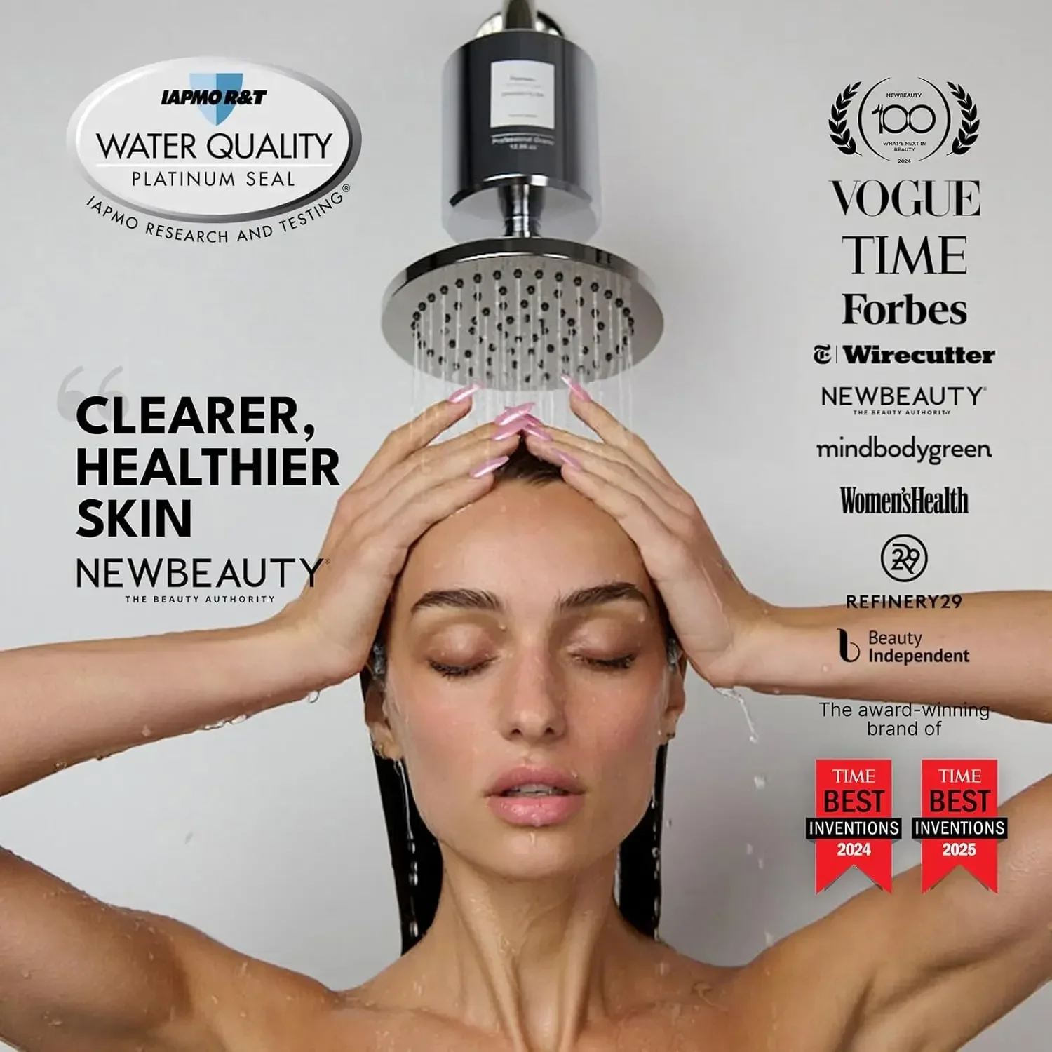 Titanium Shower Filter Pro - IAPMO Certified to NSF 177 Standard,Doctor Developed,Reduce up to 99% Chlorine/Chloramine/Lead/Cert