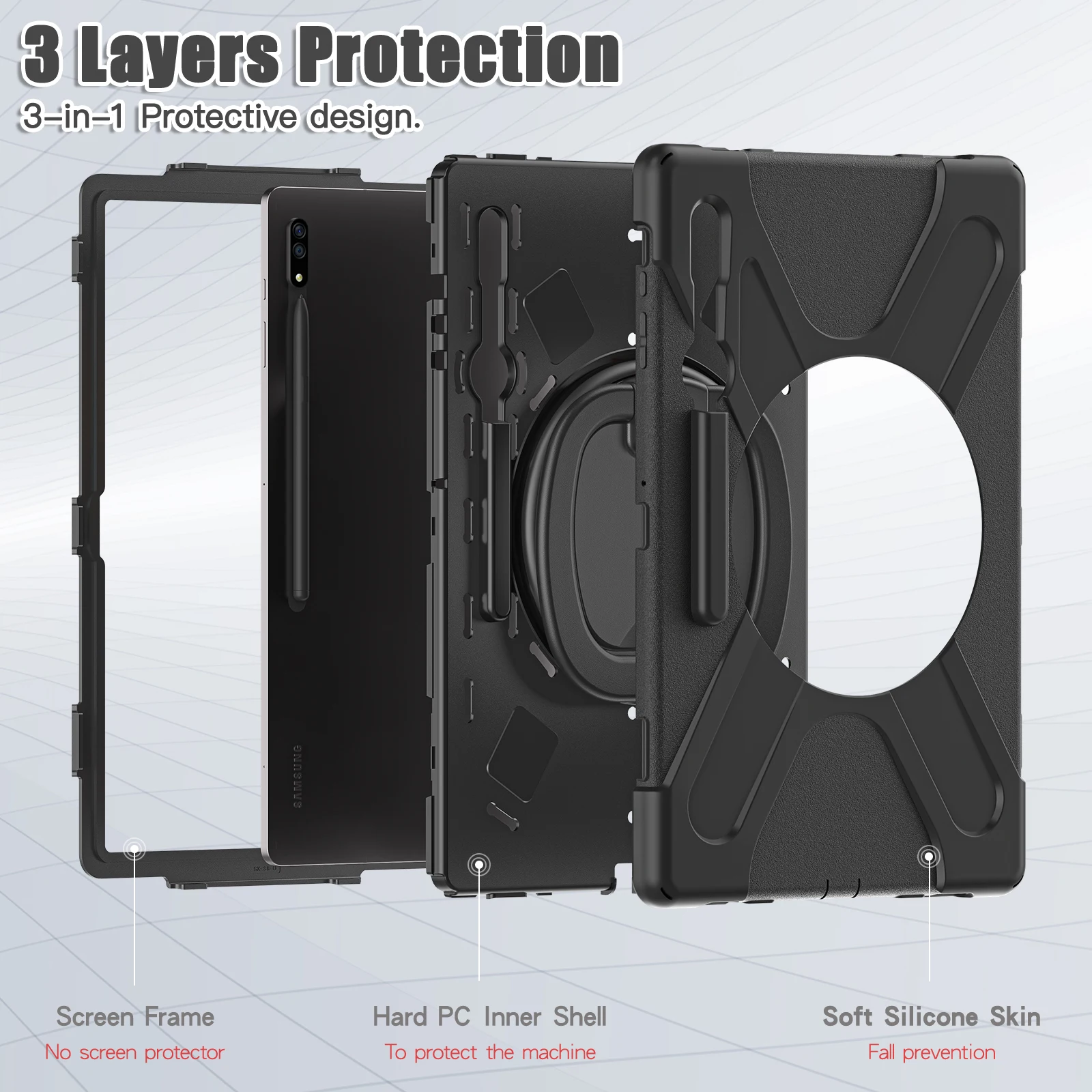 Imagem -06 - Prova de Choque Case Tablet Armadura para Samsung Galaxy Tab s8 Ultra X900 14.6 Capa Resistente Dever Tablet Case para Sm-x900 Sm-x906 Capa à