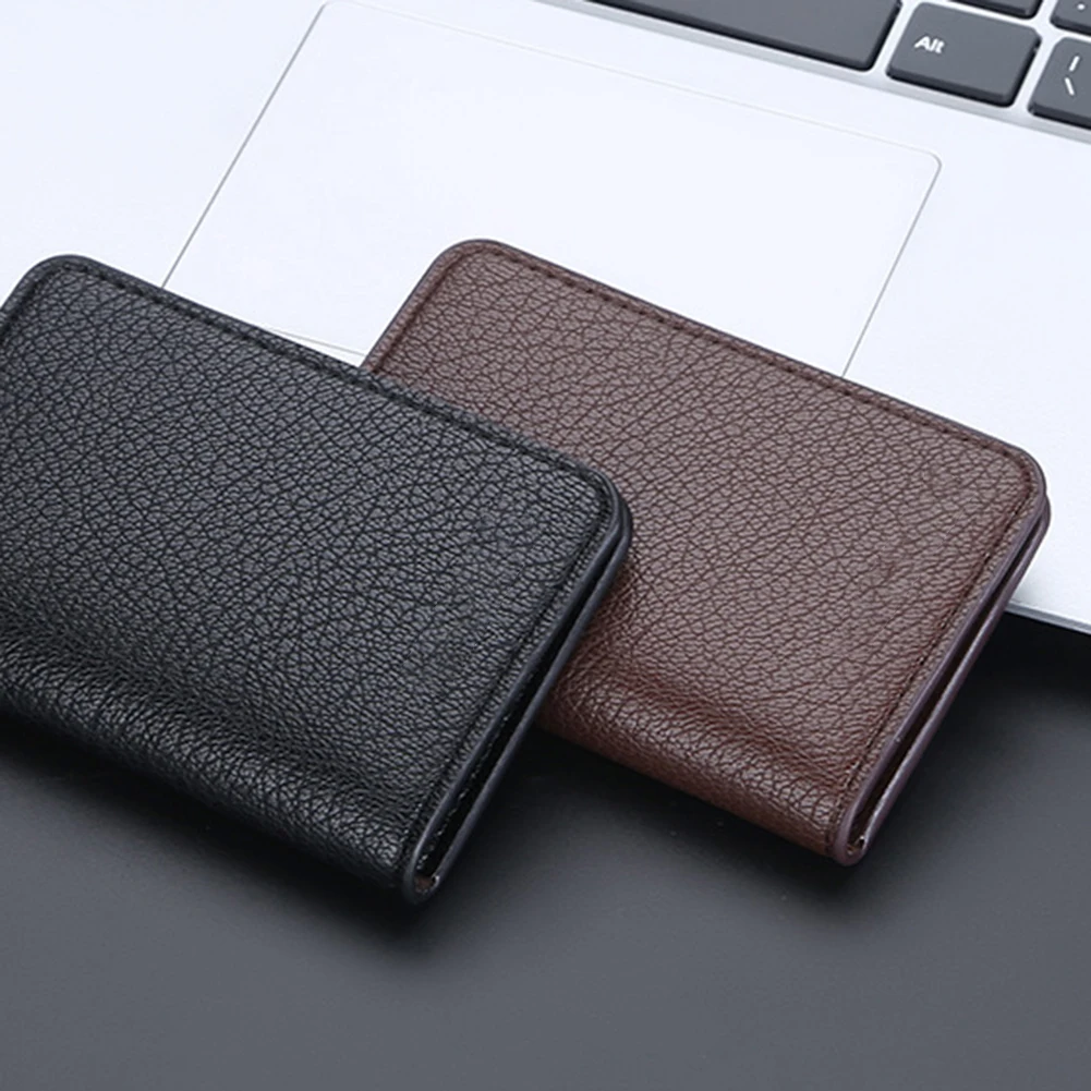 Credit Card Holder PU Leather Small Short Format Purse With 6 Magnetic Credit Card Slots Purse For Outdoor Shopping