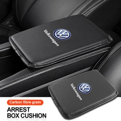 Car Armrest Box Mats Leather Center Console Covers Interior Accessories  For Volkswagen CC Golf 4 6 7 GTI Tiguan Passat B5 B6 B7