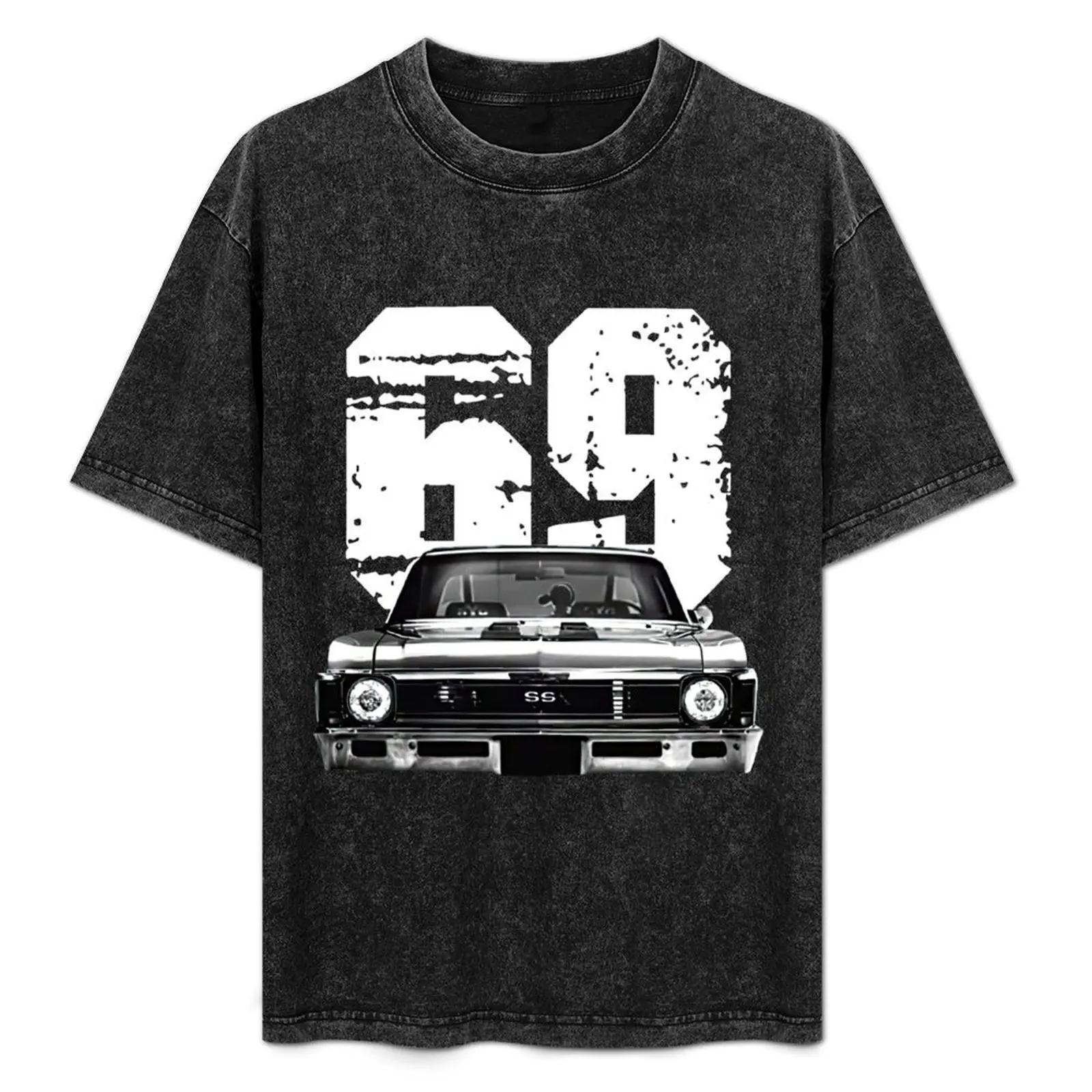 

1969 Chevy Nova Front Grill View Silhouette with White Year T-Shirt summer shirt cheap stuff customs men clothing