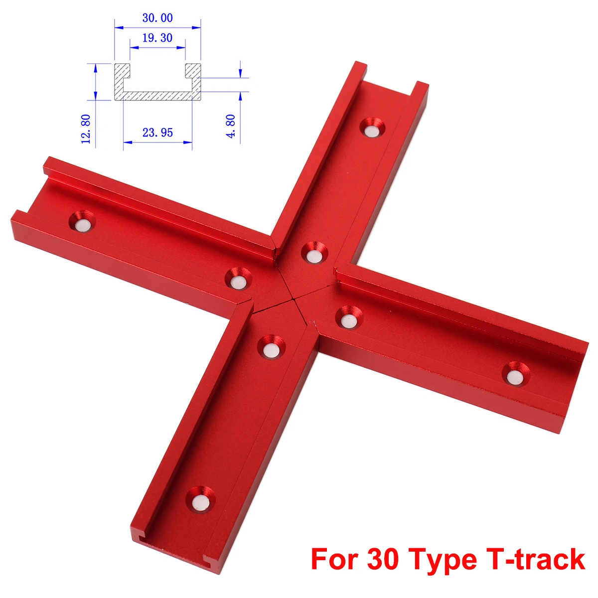 19/30 Type Aluminum T Slot Chute Miter Table Fixture Cross T-Track Jig T-track Intersection Kit Carpentry Woodworking Tools