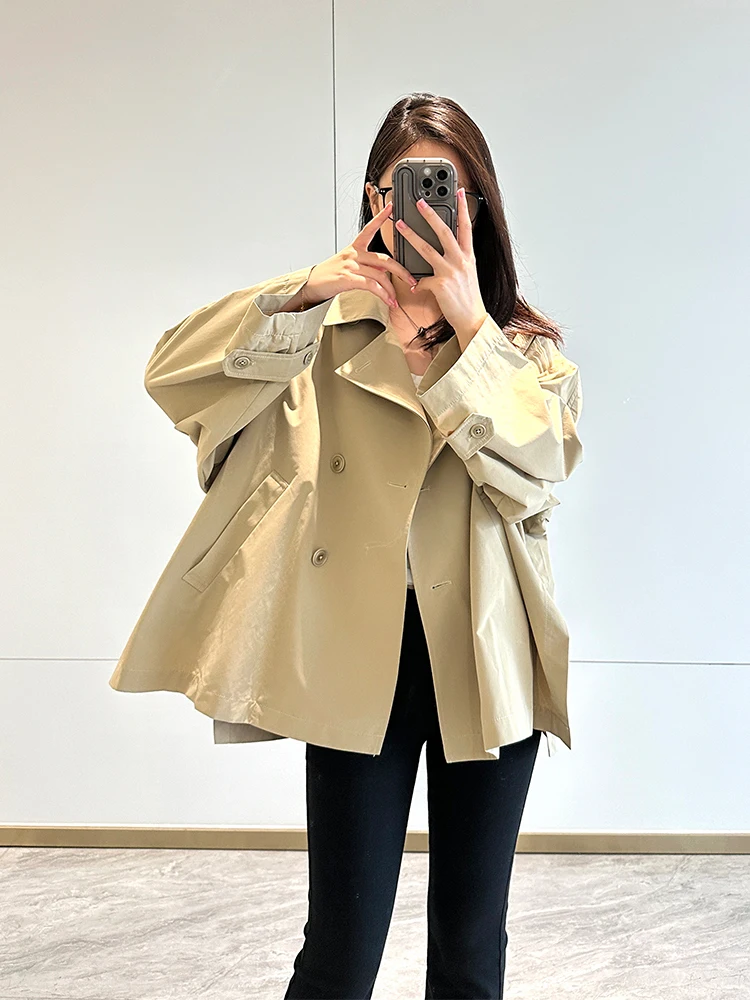 

Meecion Bio-Based Commuter Casual ort Coat with Side Split Polyester Fiber Long Sve Suit Collar Double Button Pure Color