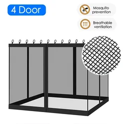 4-Door Outdoor Anti Mosquito Insect Fly Bug Curtain Gazebo Canopy Net Screen Sidewall Curtain with Zipper Universal Replacement