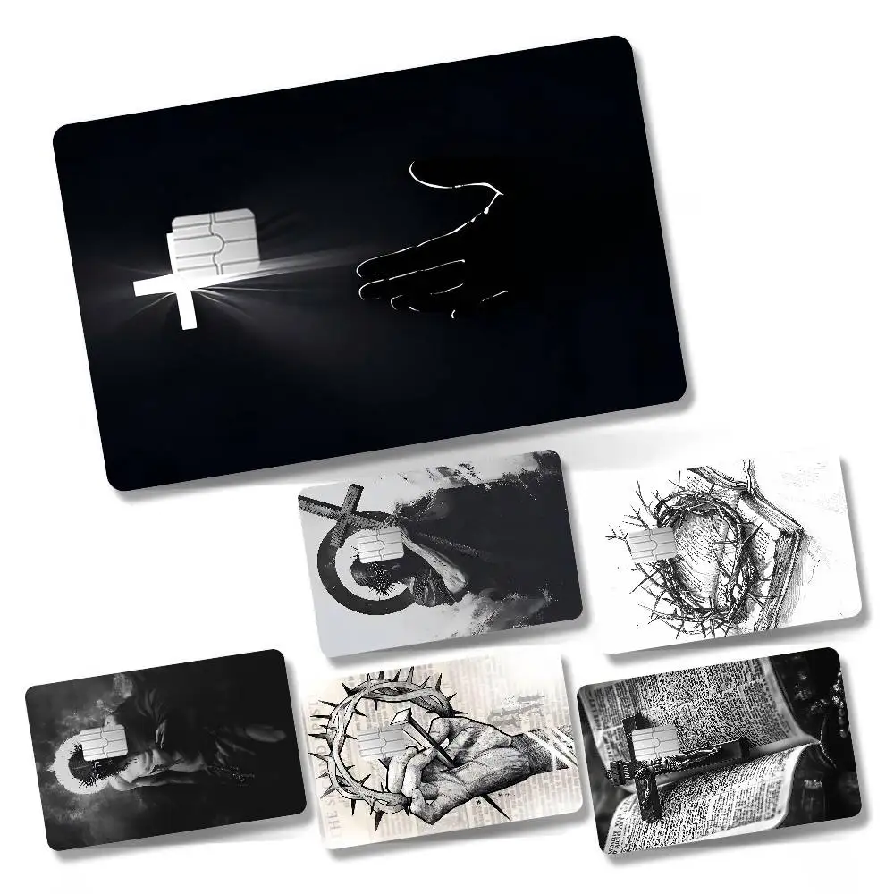 Son Of God Jesus Cross Holy Light Anime Front Cover Film Sticker Skin For Credit Debit Card Small Large Chip 1 Set Of 4 Pcs