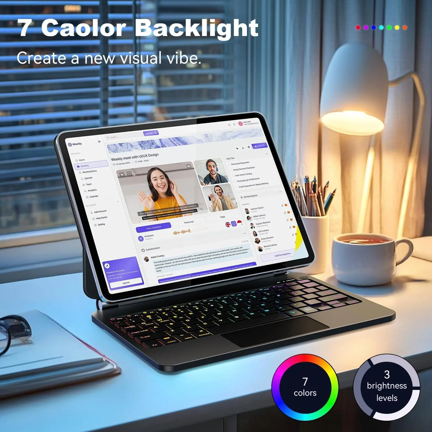 لوحة مفاتيح سحرية لجهاز iPad Air 11 13 M3 M2 M4 Pro 12.9 Pro 11 Air 4 5 10.9 "Smart Pogo Pin اتصال مباشر بإضاءة خلفية متعددة اللمس #1