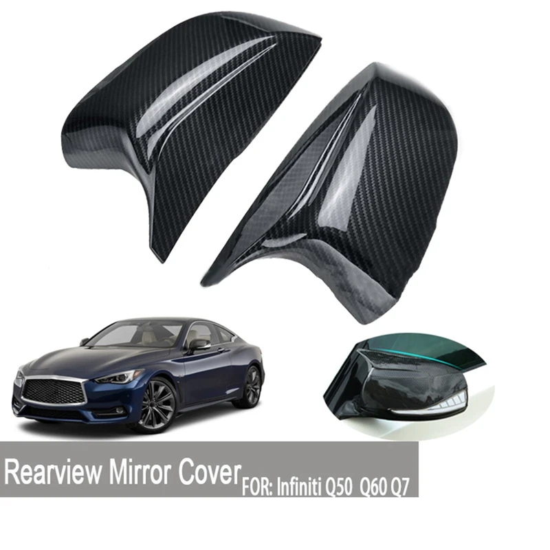 2 Pcs Car Rear View Mirror Cover Side Wing Mirrors Cover Housing Cap For Infiniti Q50 Q50S Q70 Q60 QX30