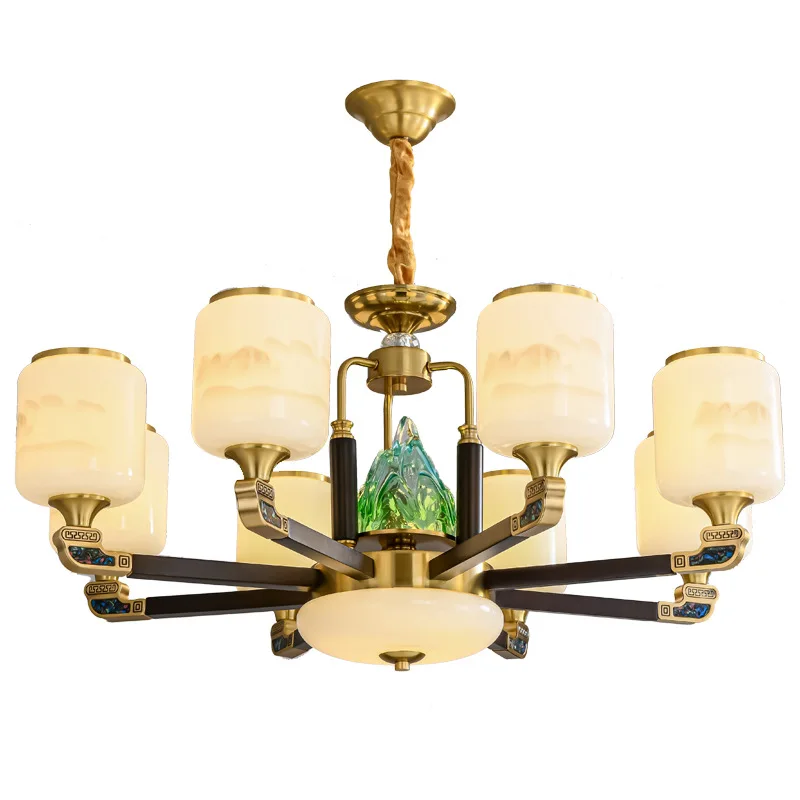 

All copper new Chinese chandelier atmosphere Chinese style villa duplex living room lobby