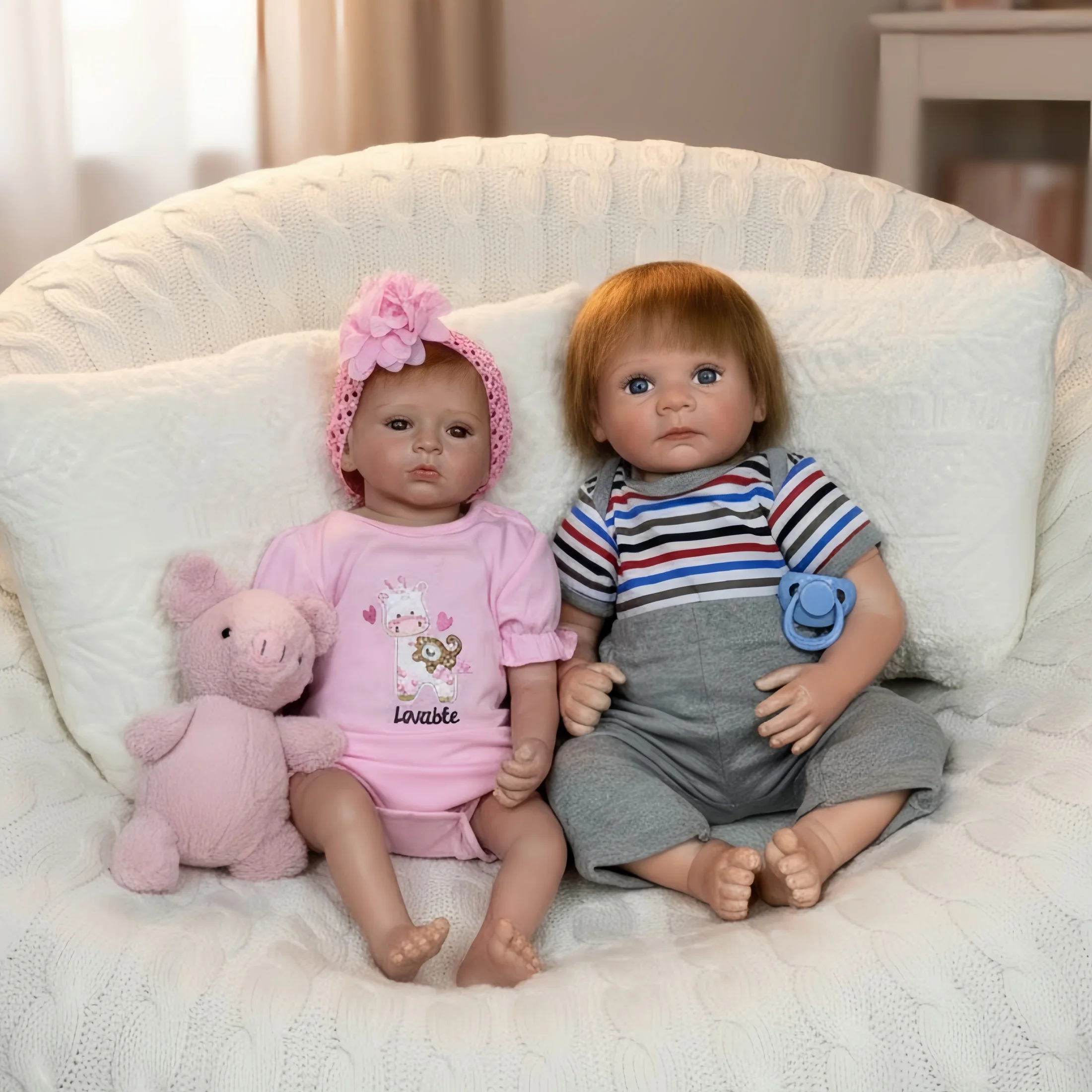 AnjoDoll 18-20 بوصة رسمت تولد من جديد دمية طفل، شعر متجذر الوليد دمية طفل نابض بالحياة بيبي دمية واقعية لعبة Boneca Brinquedo