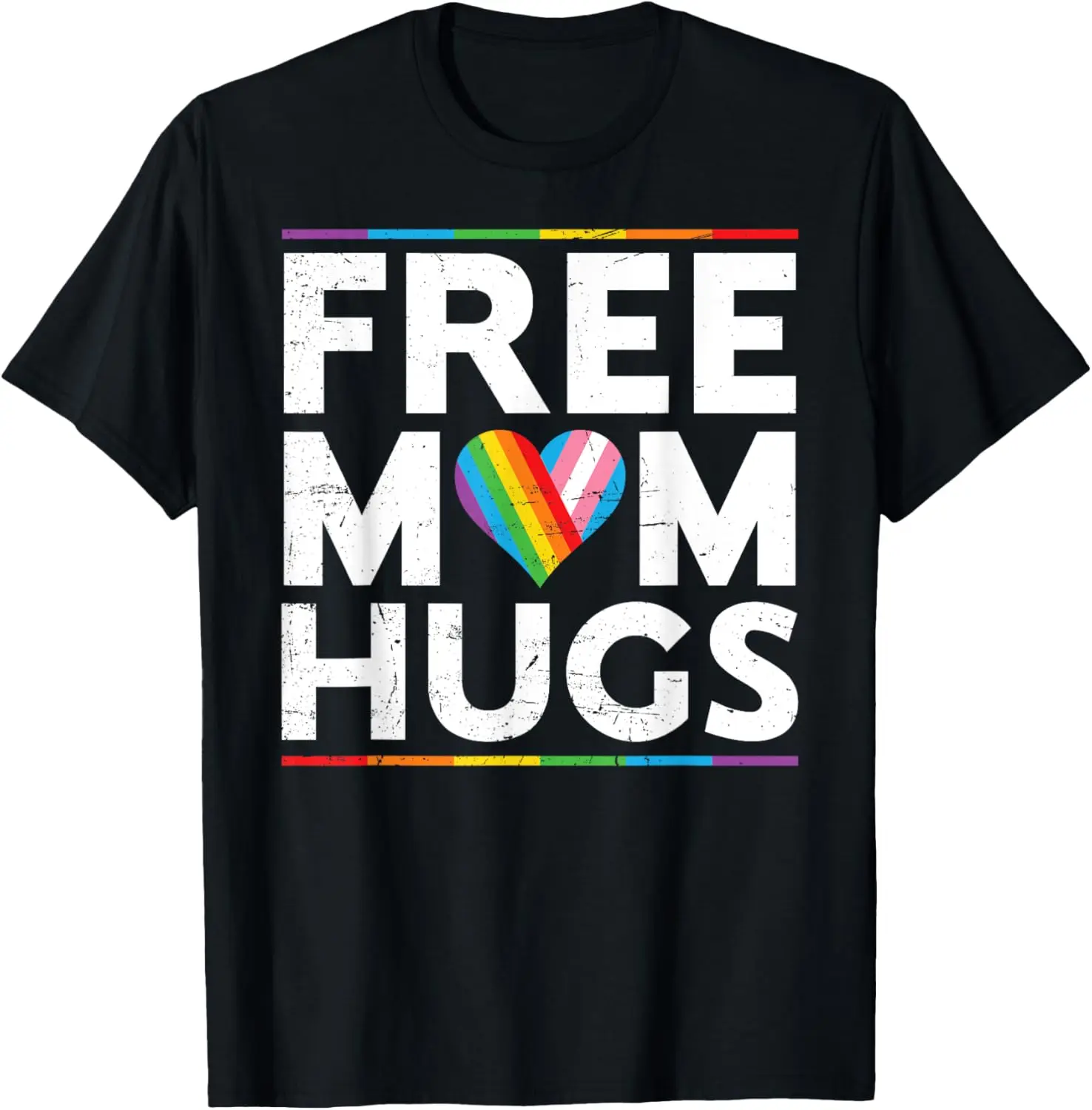 تي شيرت Free Mom Hugs LGBT Pride Parades بألوان قوس قزح للمتحولين جنسيا، قطن 100%