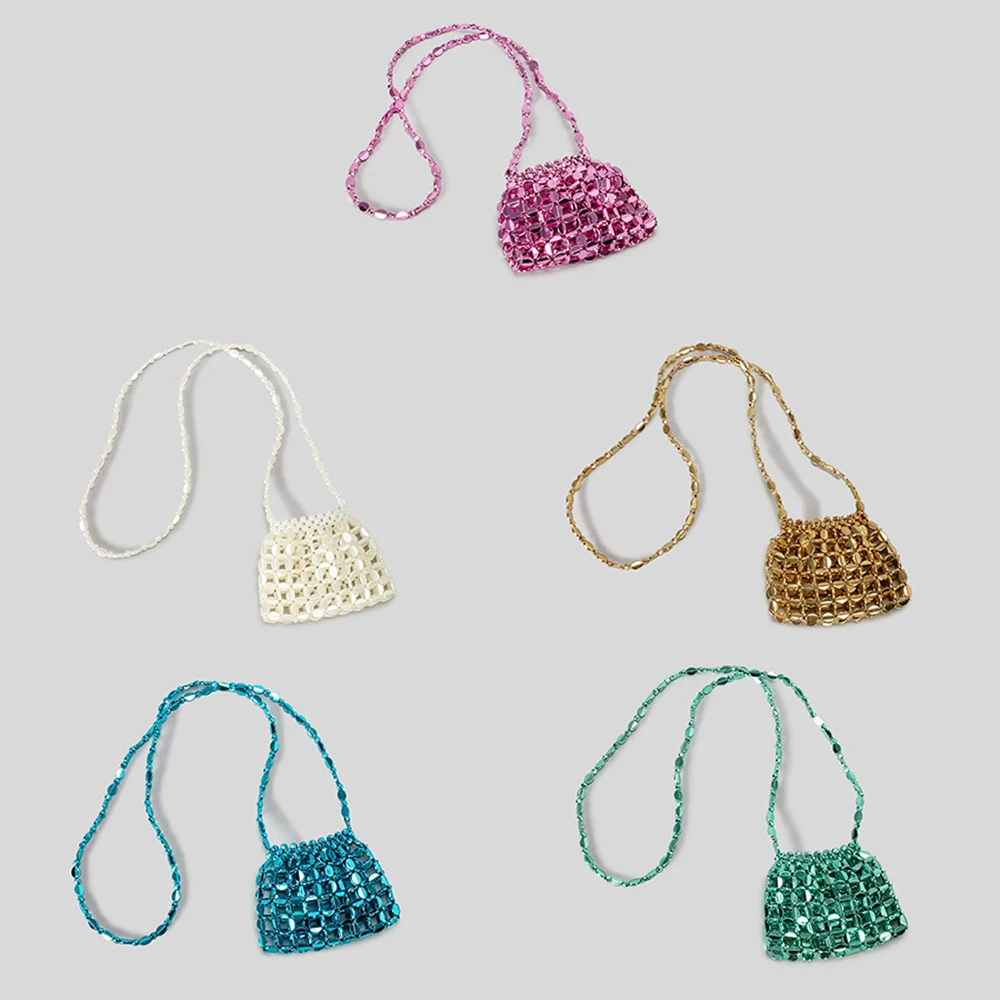 Acrylic Mini Shoulder Bag Handwoven Hollow Out Summer Fashion Beaded Women's Crossbody Bag Versatile Stylish Crafted Handbag