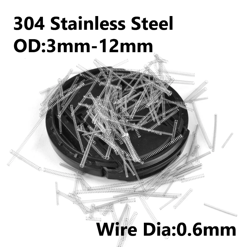 Wire Dia:0.6mm Compression Spring Micro Small Return Compression Spring Length:5mm-50mm Od:3mm-12mm 304 Stainless Steel