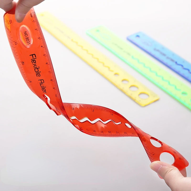 2 Pcs Multicolour Flexible Soft Ruler Creative 30cm Straight Rulers Plastic Drawing Tools Student Stationery Supplies