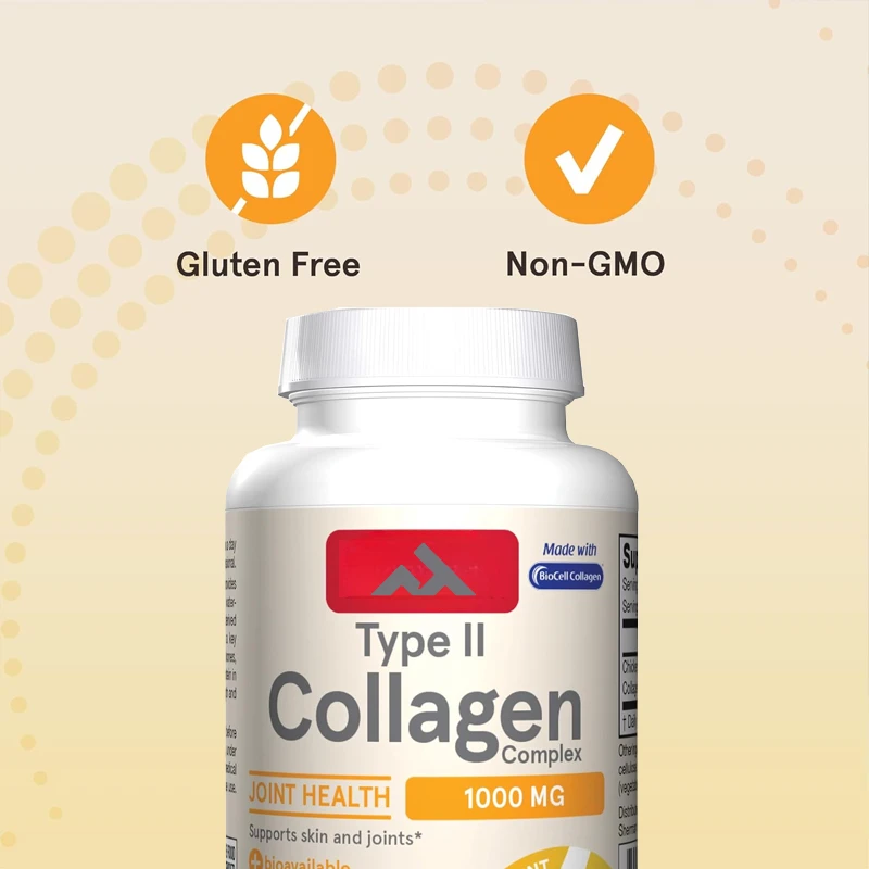 Type II Collagen Complex 500mg - Dietary Supplement To Support Skin and Joints - Derived From Chicken Breast Cartilage