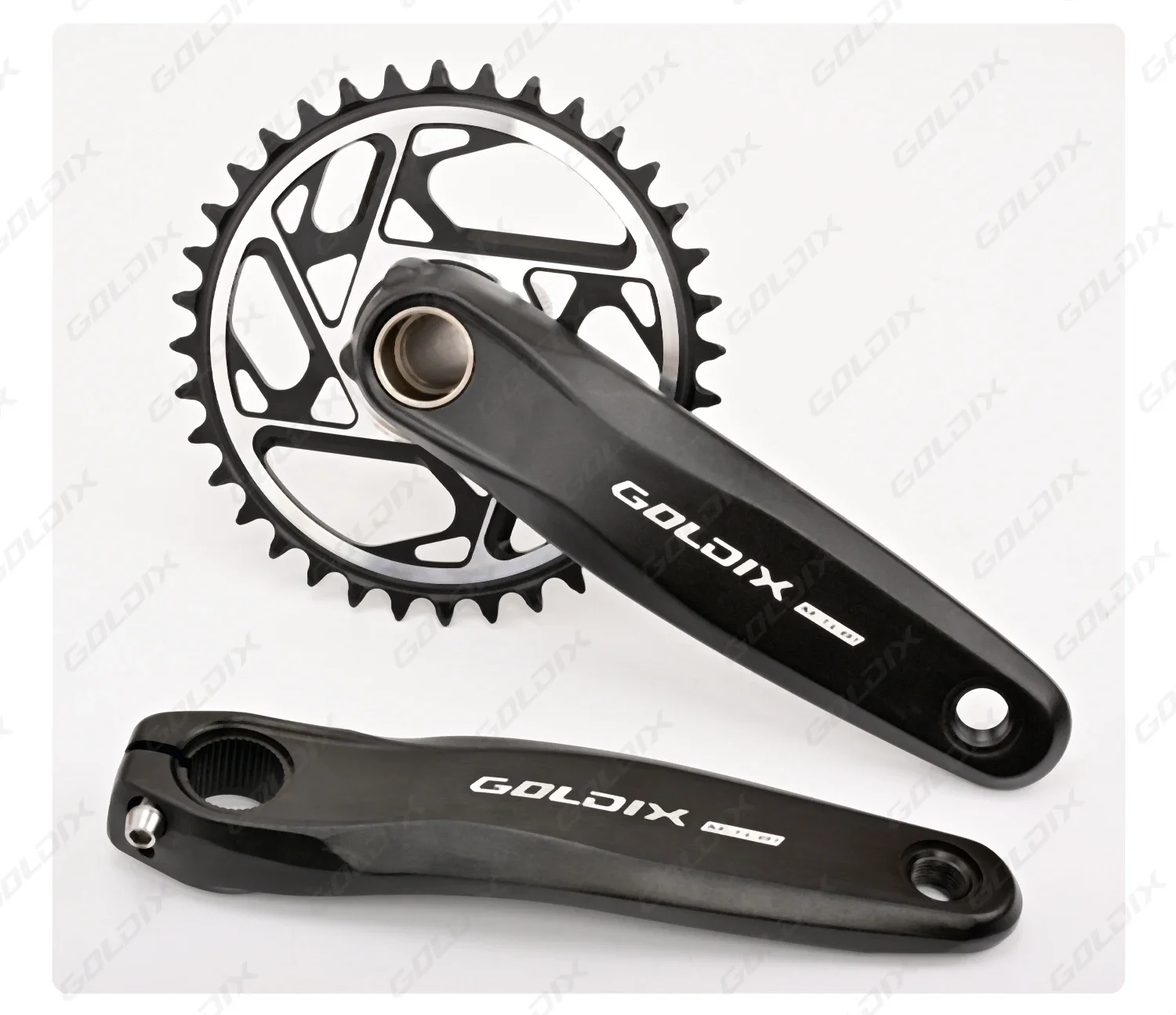 GOLDIX Hochfeste Fahrradkurbelgarnitur 165/170/175mm Geschmiedeter Legierungs-Kurbelarm 3-Bolzen-Direktmontage Schmal-Breit-Kettenblatt für MTB-Fahrrad – Detail 9