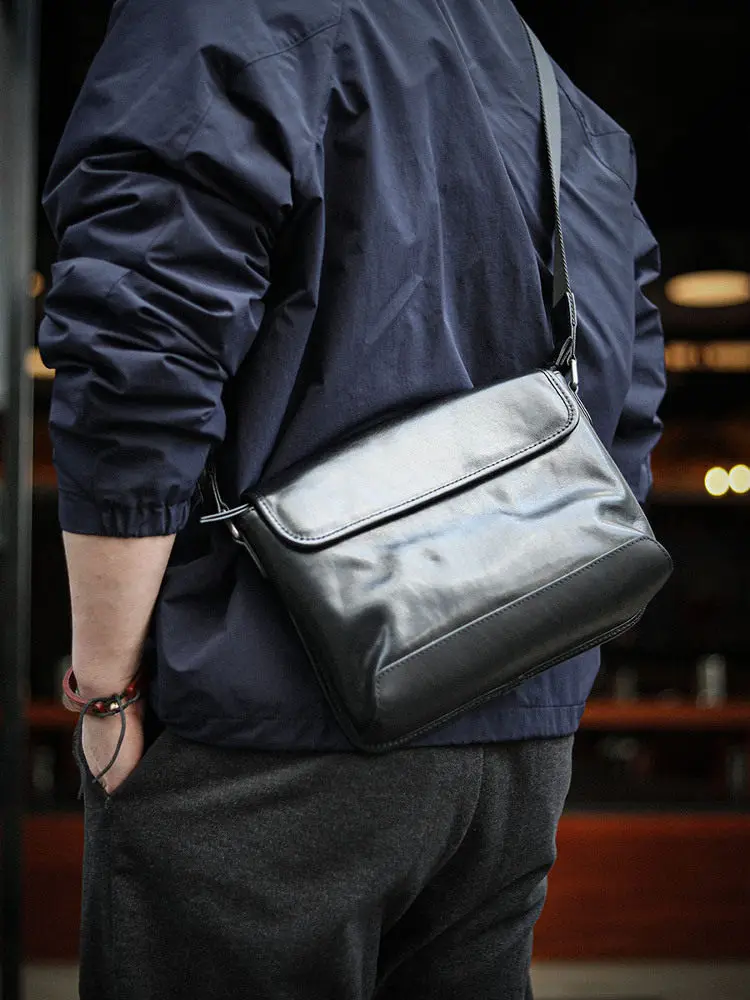 

PNDME fashion organizers handmade genuine leather men's crossbody bag casual outdoor sports luxury cow leather shoulder bag
