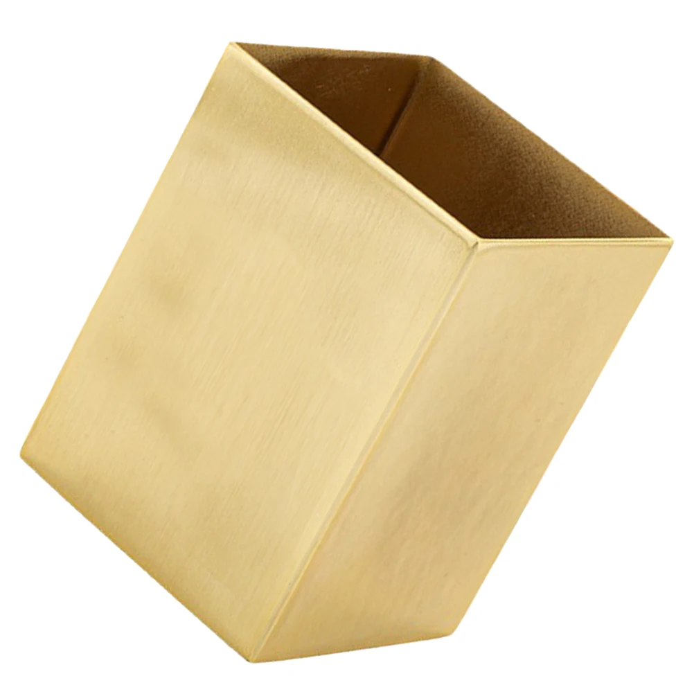 

Stainless Steel Pen Holder Office Desk Organizer Cup with Golden Color for Stationery Brushes Storage