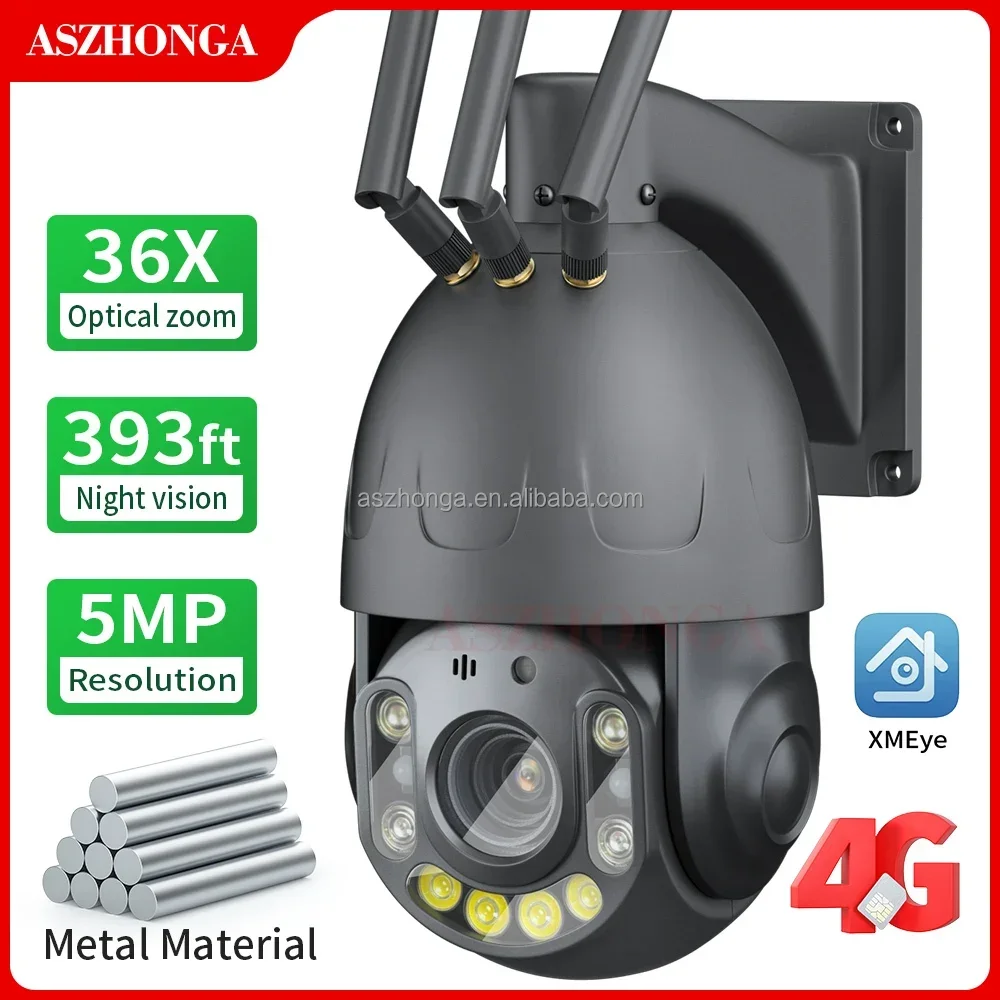 Telecamera IP da 5MP Telecamera di rete IP di sicurezza 4G Zoom 36X 1080P HD PTZ Telecamera di sorveglianza domestica esterna CCTV Visione notturna a colori
