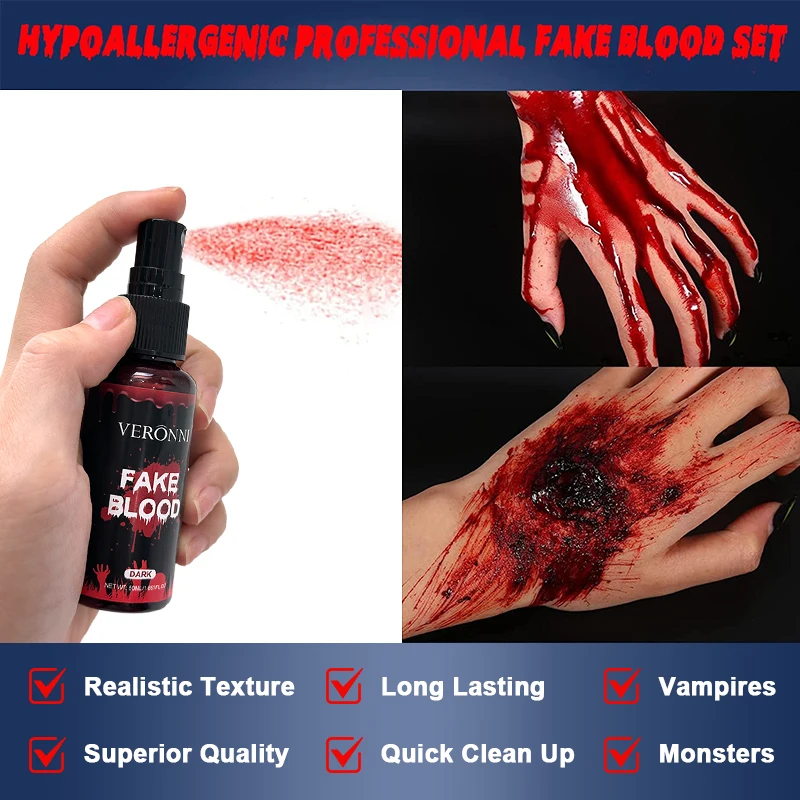 SFX Blood Gel Makeup,Realistic Fake Blood Paste for Zombie Vampire Monster Costumes Washable Long-Lasting Simulated Fake Blood