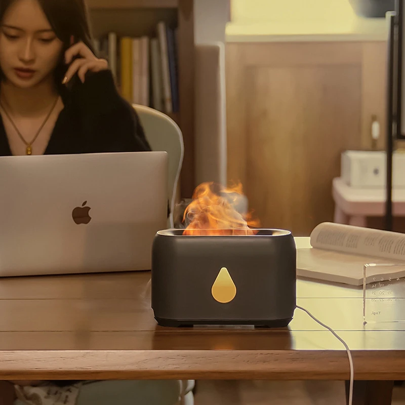 NJH18 Flame Air Humidifier Ultrasonic Aroma Diffuser Essential Oil Mist Maker with Night Light Home Aromatherapy
