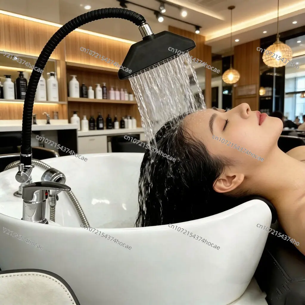 Waterfall Shower Head for Head Spa Bed Shampoo Bed Water Circulation Parts Black Triangle Water Outlet Nozzle