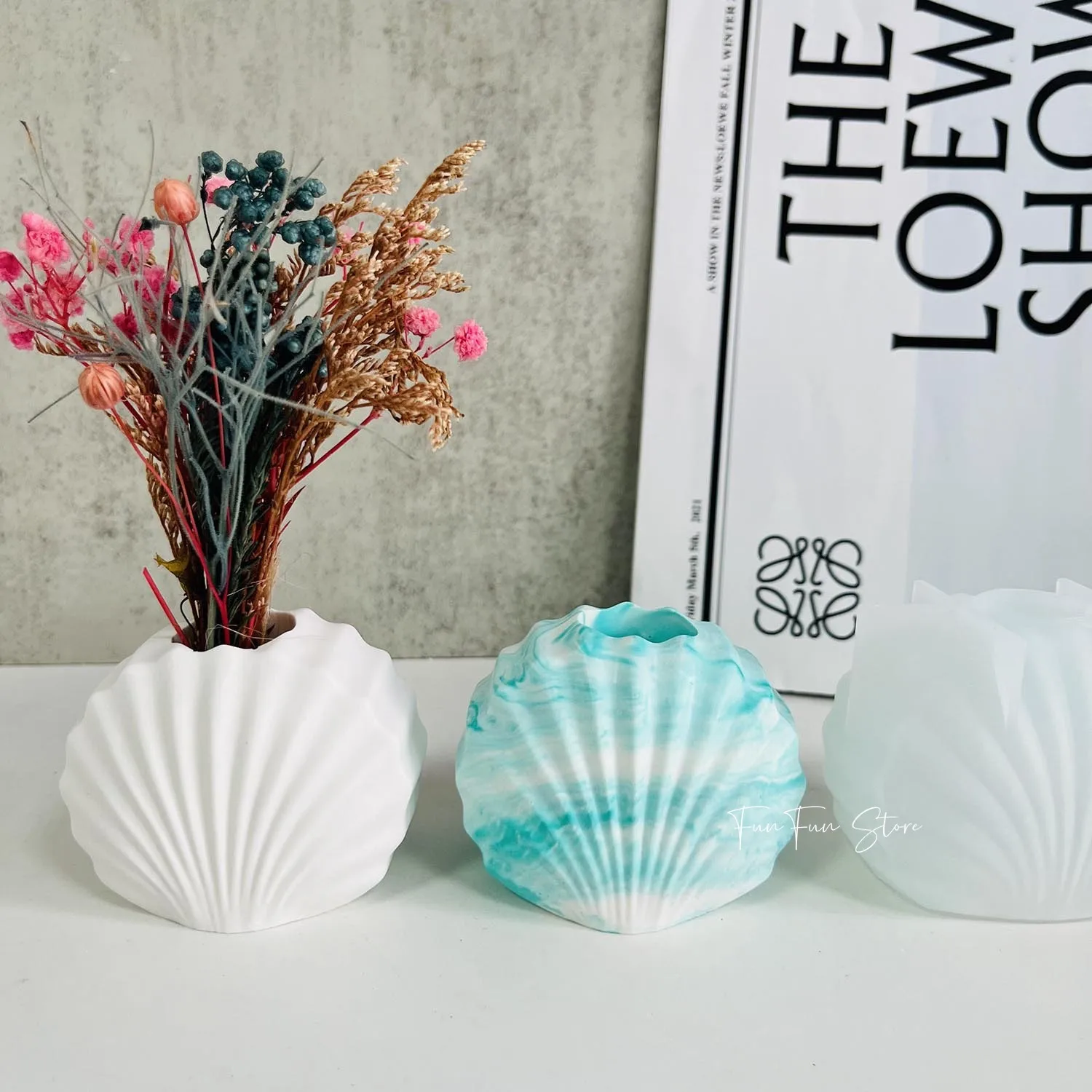 3D Shell Vase Silicone Mold Handmade Hydroponic Vase Flower Pot Pen Holder Candle Holder Making Tools Plaster Drop Glue Mold