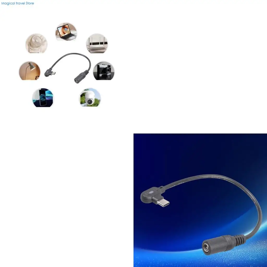 N2UB Design USB C Power Cable 5.5x2.1mm Female Port Plastic Construction 3A Rating